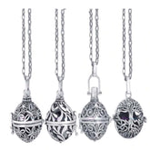 Wholesale Silver Essential Oil Locket Necklace with Lava Ball Aromatherapy Jewelry, Assorted Styles